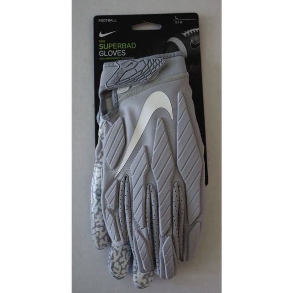 Nike CJ9339 015 Unisex Sz Large Gray/White Superbad 5.0 Football Gloves - Picture 1 of 5